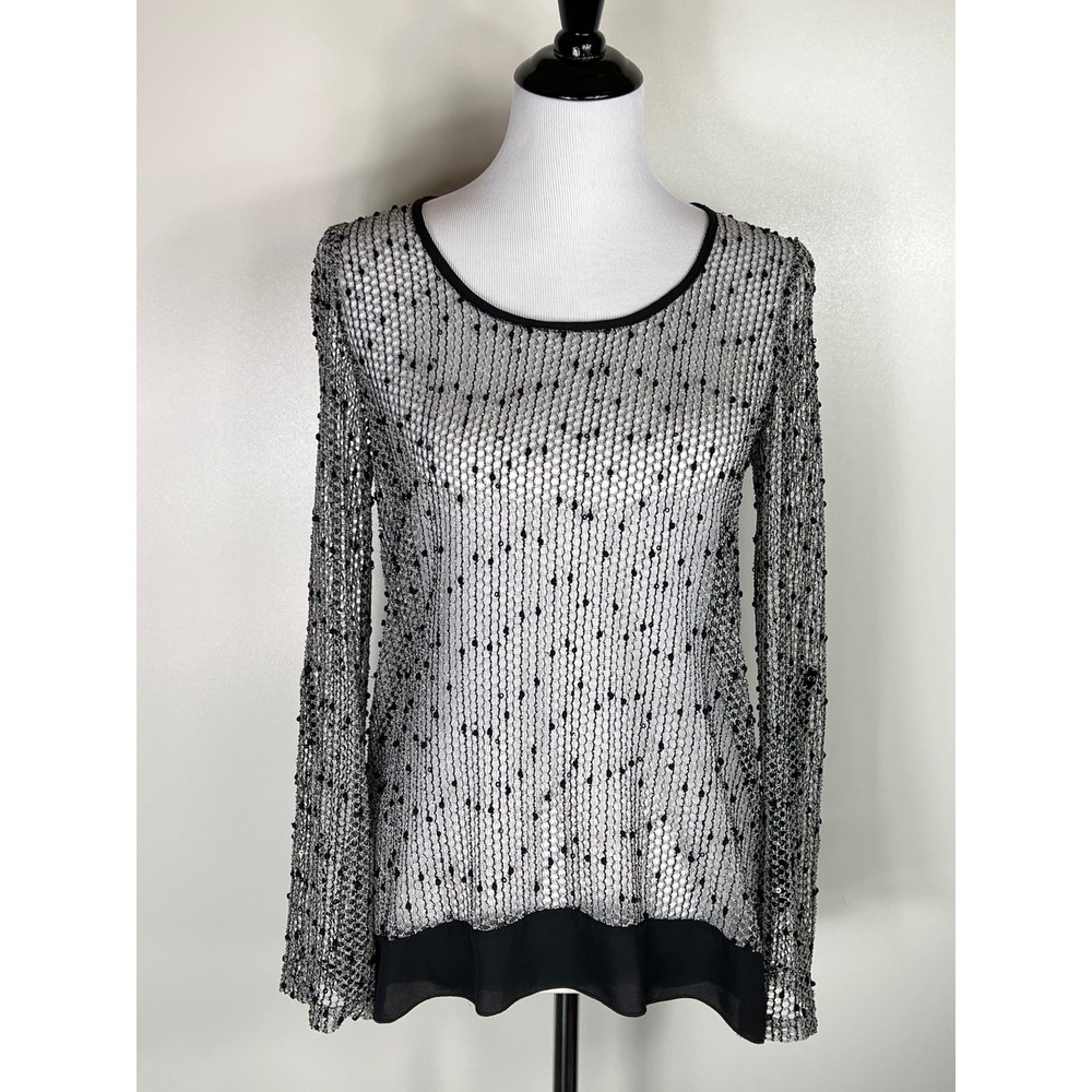 Joseph Ribkoff Open Mesh Overlay Top, Size 6